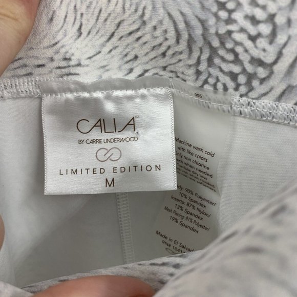 Calia Cropped Leggings Limited Edition Gray White Mesh Panel Womens Medium - Picture 2 of 3
